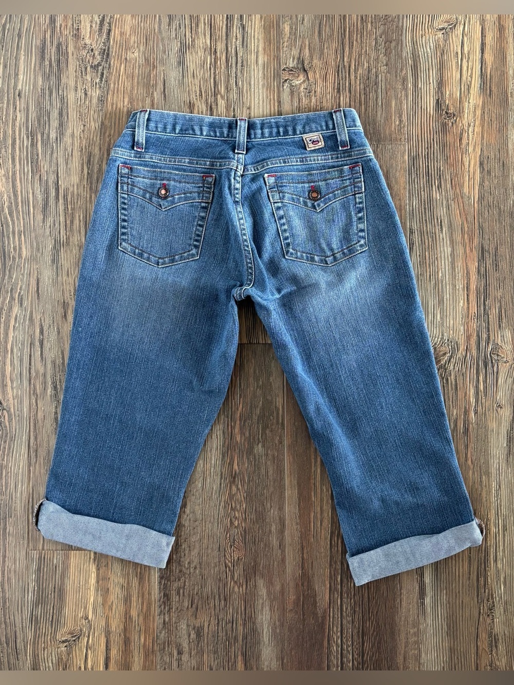 *FLAWS* Y2K Cruel Girl Low Rise Blue Denim Jean Capris Size 5 Hand Altered